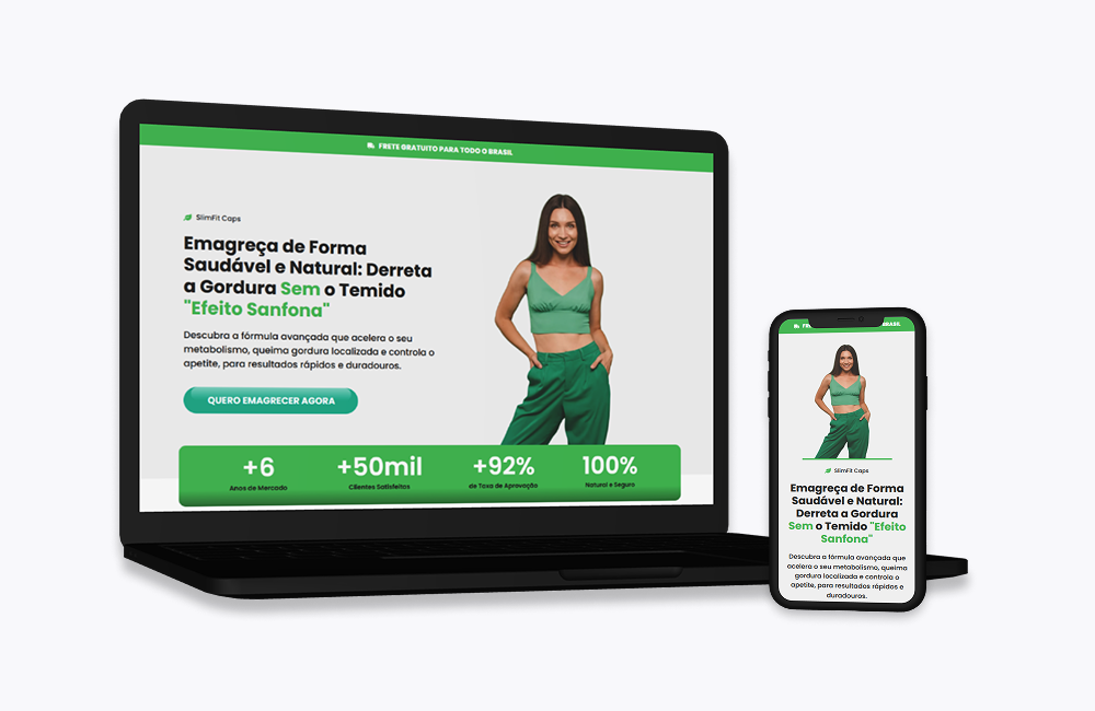 Landing page para venda de encapsulados em WordPress com versão desktop e mobile responsiva